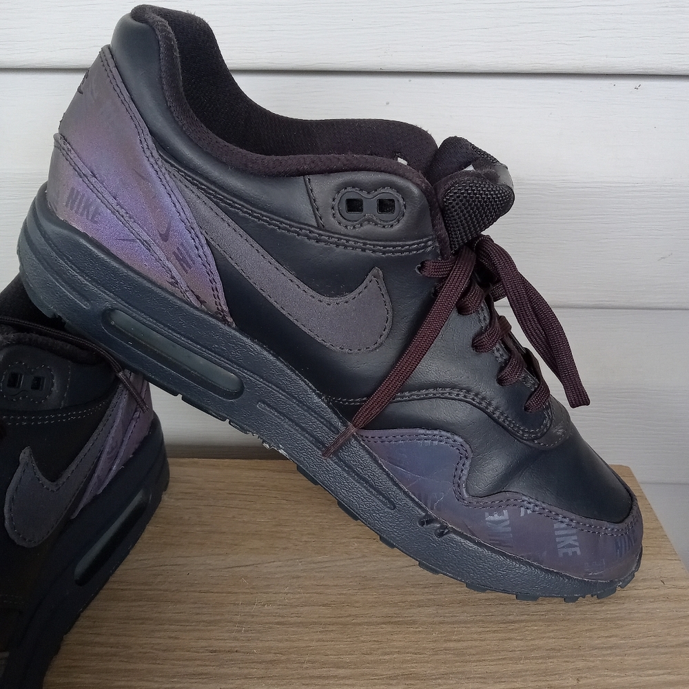Nike Air Max 1 LX LUX Logo Print Women's Shoes Oil Grey 917691-001 - Picture 9 of 11